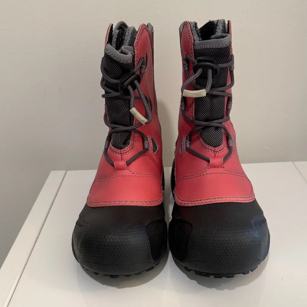 Sorel IcePack Pink Black Techlite Warm Cozy Winter Snow Rain Boots size 5